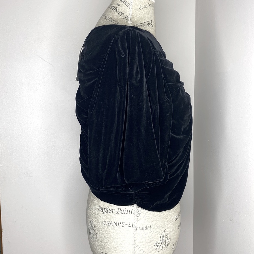 ZARA Black Velvet Rauch Button Top XL - Picture 3 of 9